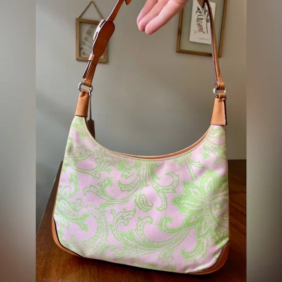 Vintage Coach Pink & Green Paisley Girlie Hobo Y2K 2001 - Picture 7 of 15